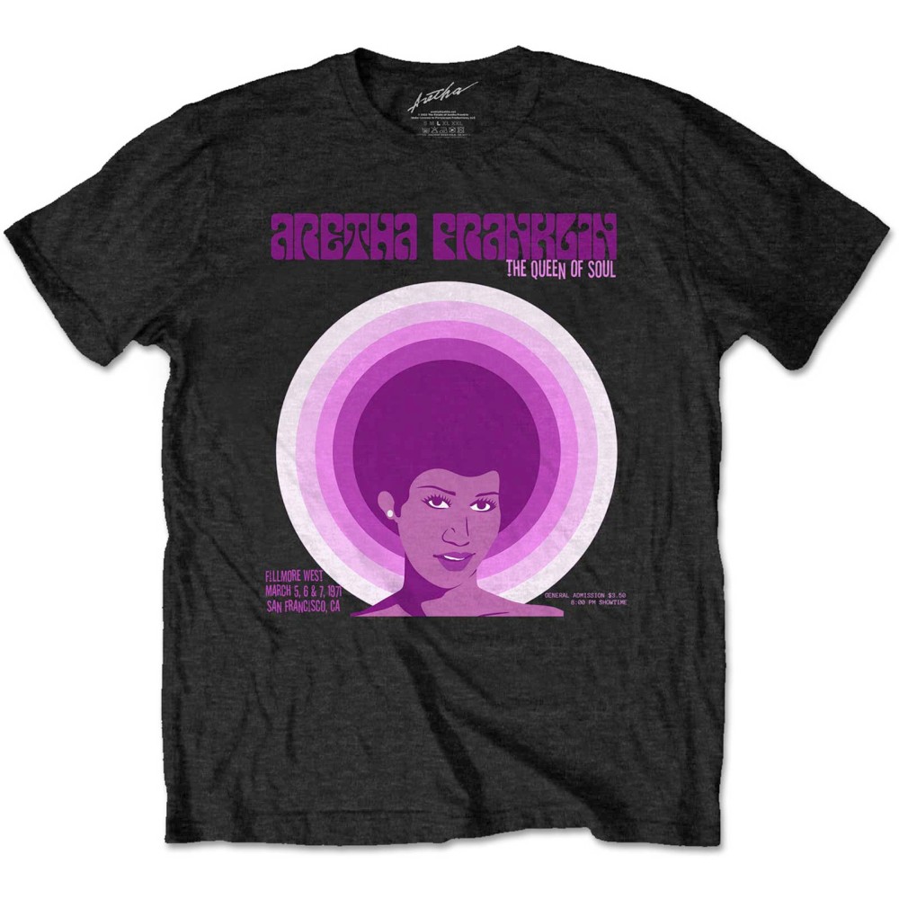 Aretha Franklin - Fillmore West '71 Mens Tshirt - Black